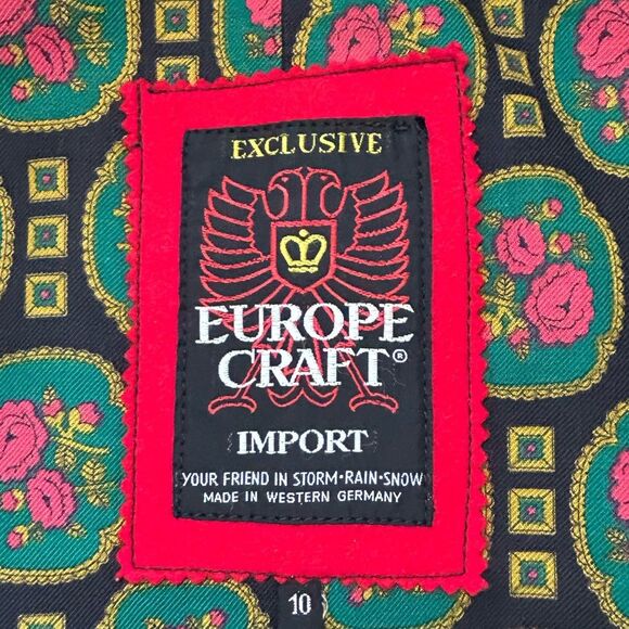 Mid-Century Europe Craft Wool Blend Faux Fur Cape with Arm Slits MEASUREMENTS - Picture 7 of 16